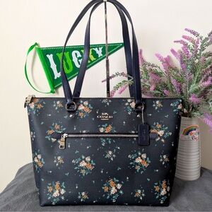 Coach Navy Floral Tote Bag